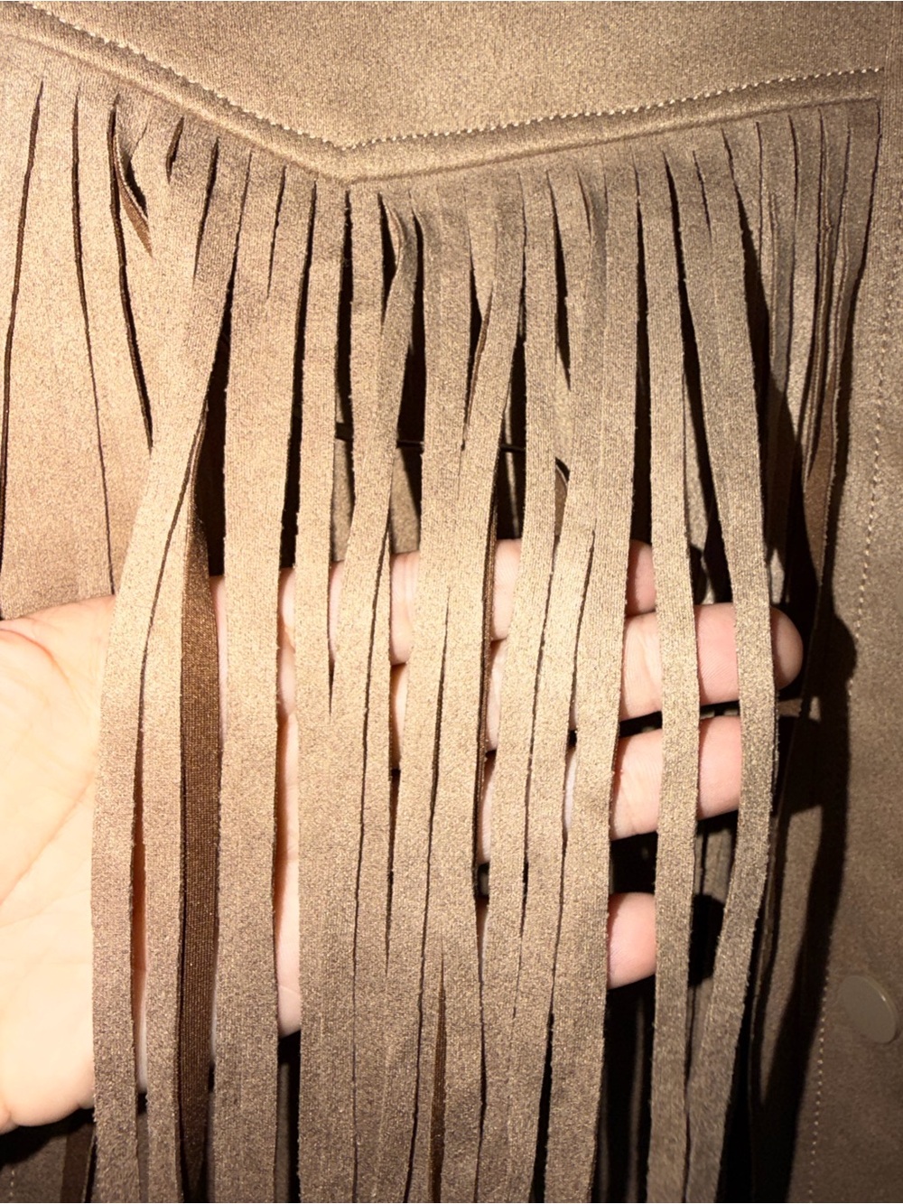 Fashion Nova Brown Fringe-Trim Suede Mini Skirt SET - Picture 6 of 8